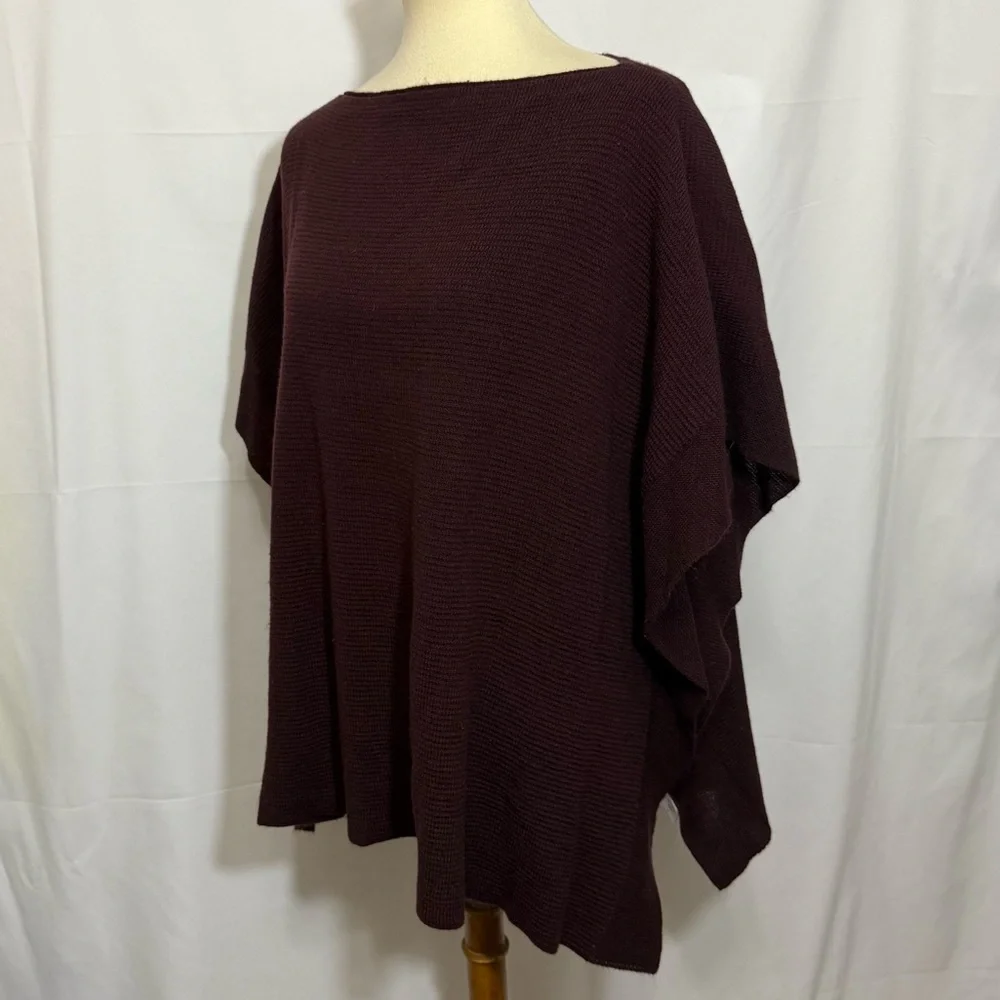 New York & Company Deep Burgundy Boatneck Poncho Sweater - Picture 5 of 12